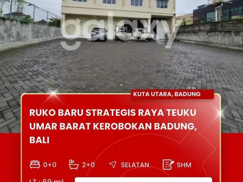 DISEWAKAN RUKO STRATEGIS DAERAH TEUKU UMAR BARAT KEROBOKAN BADUNG BALI - Real Estate in Bali