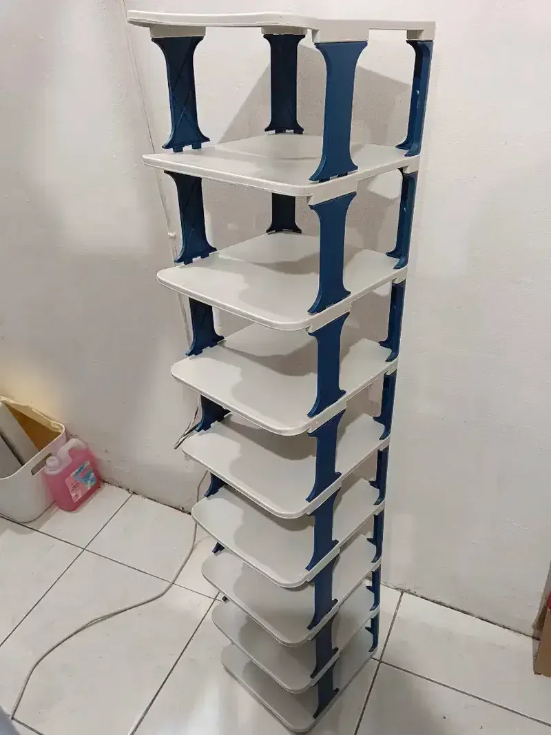 Rak Sepatu Serbaguna 9susun Putih mix Navy Uk24x26x114cm Bahan Plastik - Home & Garden in Bali