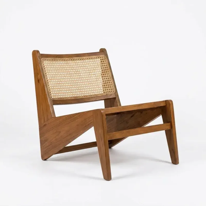 Kursi Cafe Santai Japandi Minimalis Retro Kayu Jati Anyaman Rotan - Home & Garden in Bali