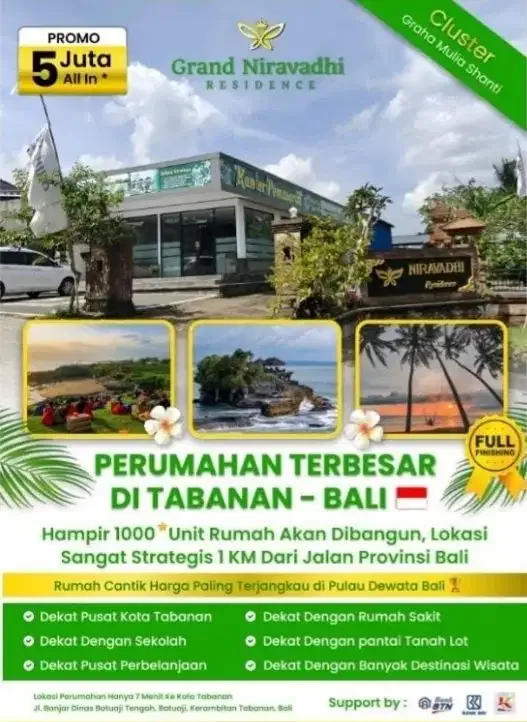 Rumah Tanpa Dp Di Grand Niravadhi Tabanan,Bali-Bayar 5 Jt Free Biaya2 - Bali in Bali