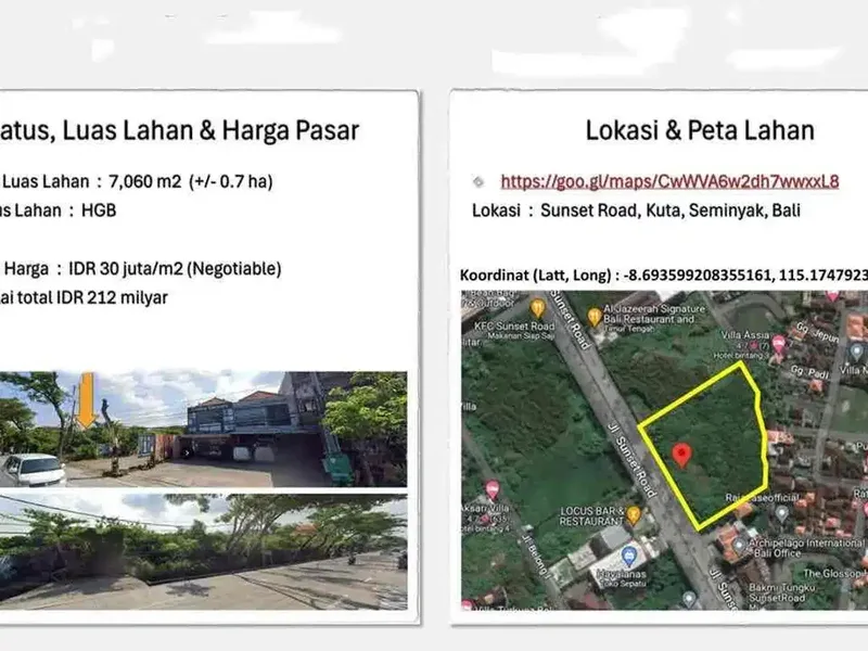 dijual tanah di Seminyak - Bali in Bali