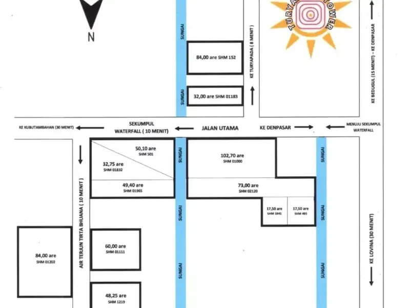 DIJUAL TANAH Pinggir jalan raya utama, kawasan wisata (rute Air Terjun Sekumpul-Pegayaman-Bedugul-Denpasar) - Real Estate in Bali