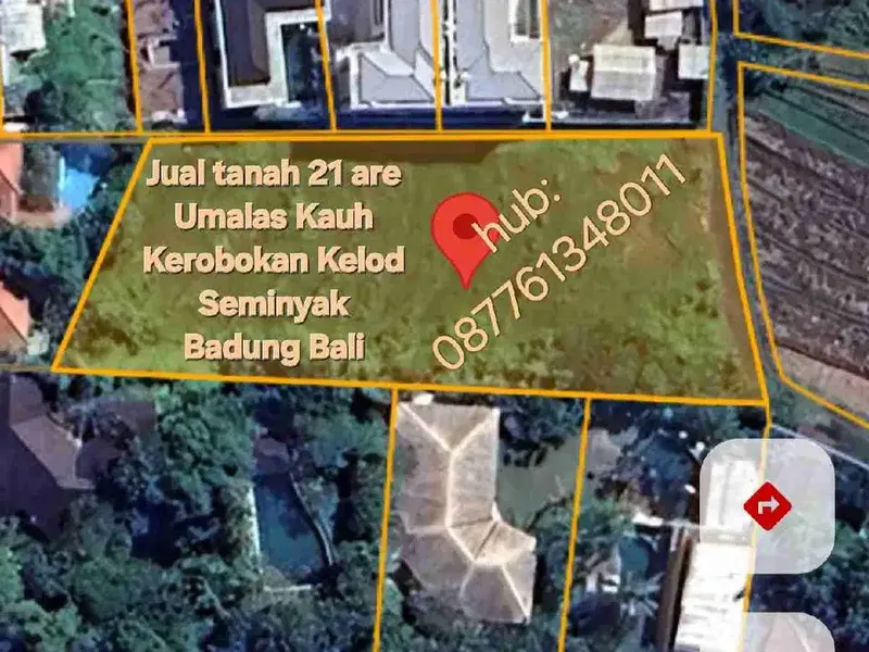 Jual tanah 21 are di Umalas ii Kerobokan Seminyak Bali, view sawah, ITR kuning - Bali in Bali