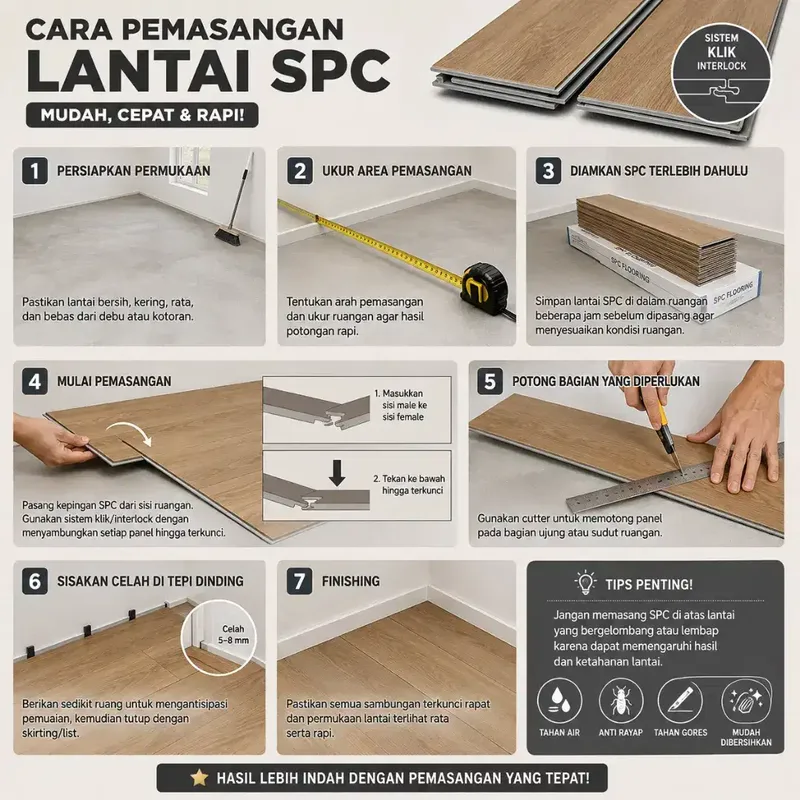 Pemasangan lantai SPC mudah,cepat,&rapi - Electronics in Bali