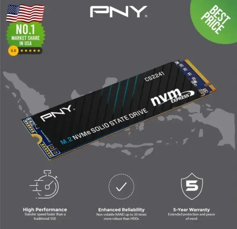 SSD PNY CS2241 M.2 NVME 2TB Gen 4x4 - Electronics in Bali