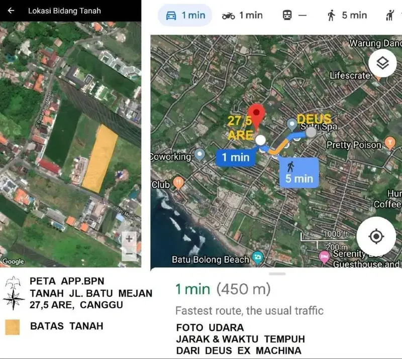 Dijual Tanah Dekat Pantai Lokasi Canggu - Bali in Bali