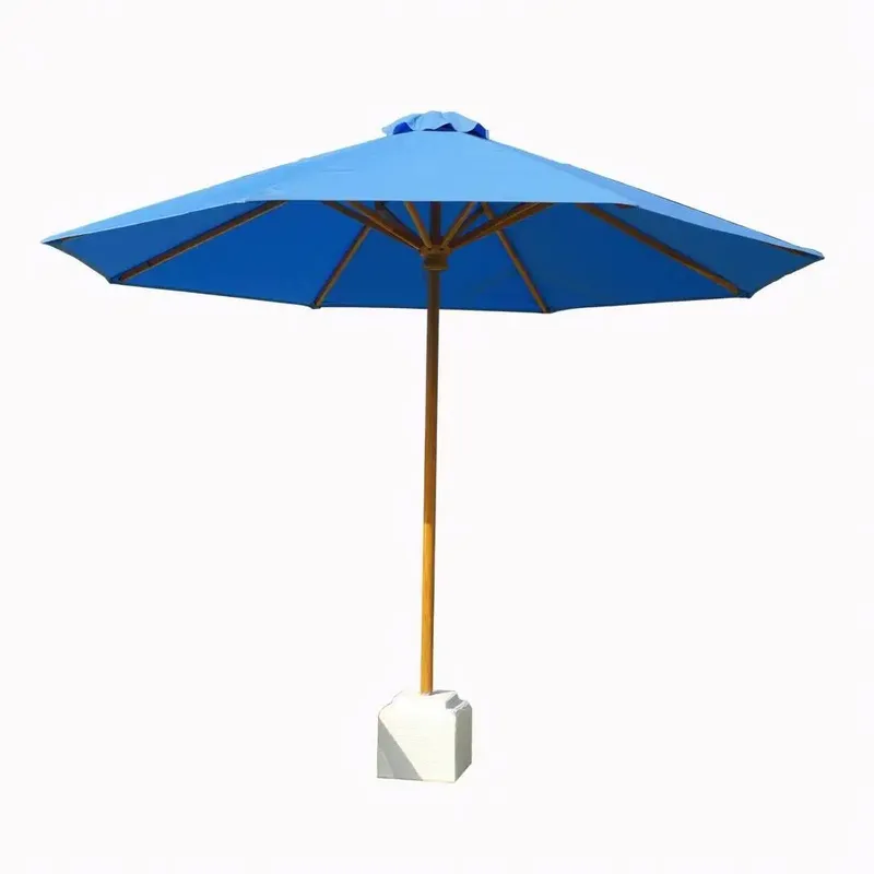Outdoor Umbrella Biru dengan Tiang Kayu Premium - Other in Bali