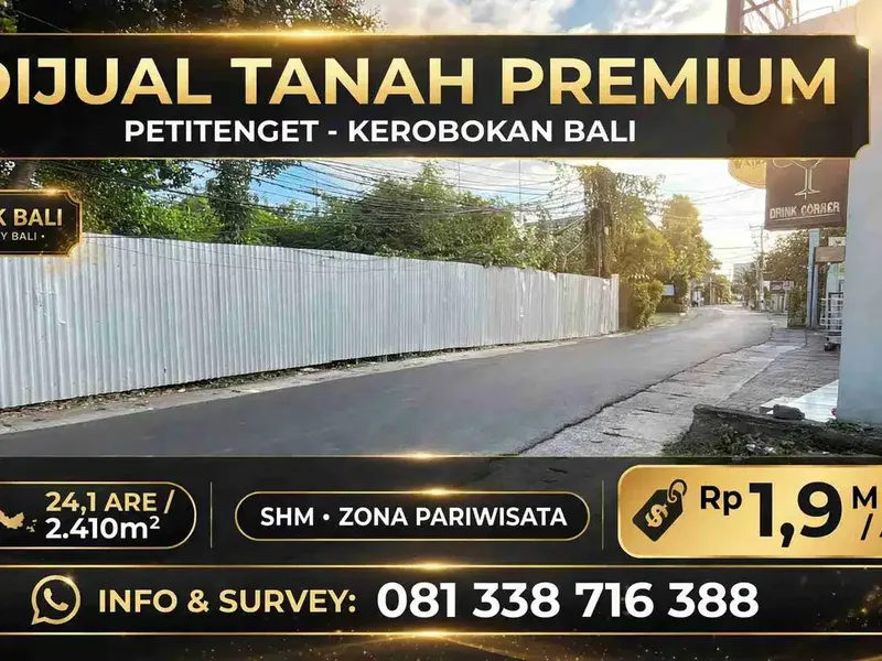 Tanah Premium 24,1 Are zona Pariwisata di Petitenget Badung Bali - Bali in Bali