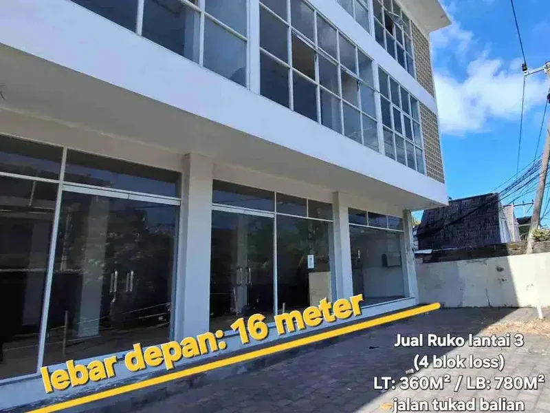 Jual RUKO ld:16 meter di Renon tukad balian, dkt Sanur Denpasar Bali - Real Estate in Bali