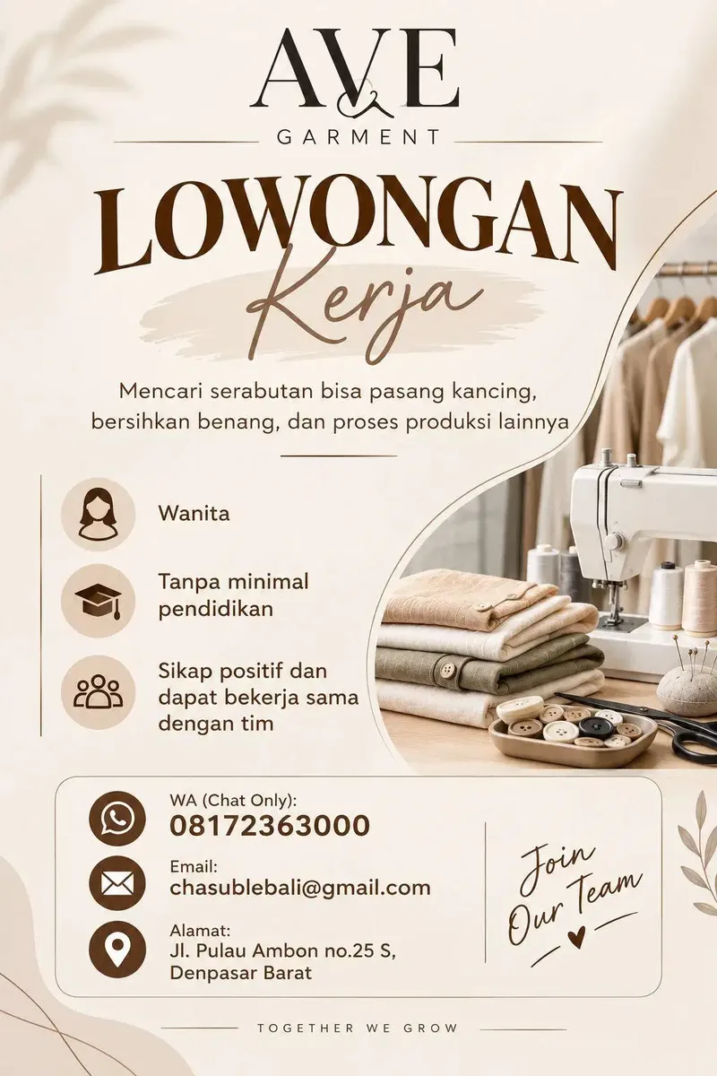 Dicari Serabutan Produksi - Jobs in Bali