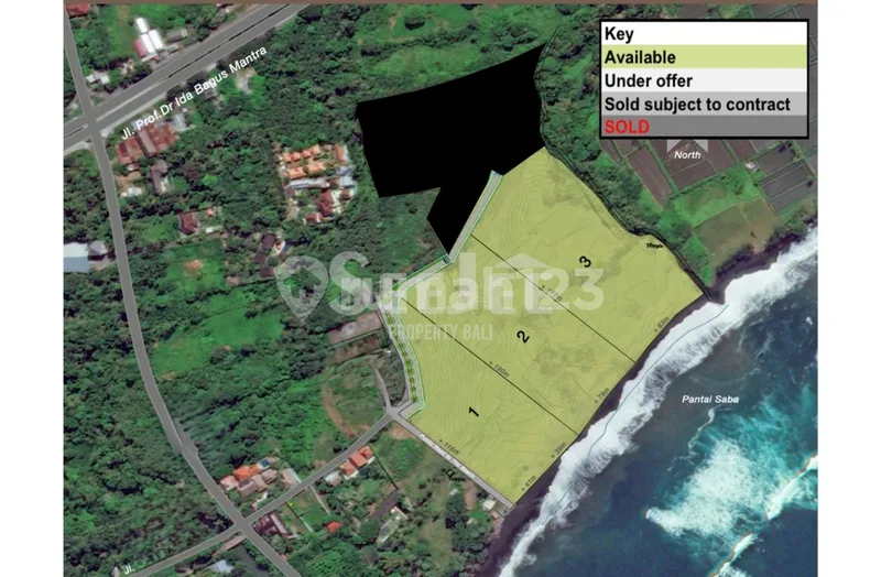 Dijual Tanah SHM Los Pantai di Saba Dekat Sanur! Zona Pink - Slfg035 - Real Estate in Bali