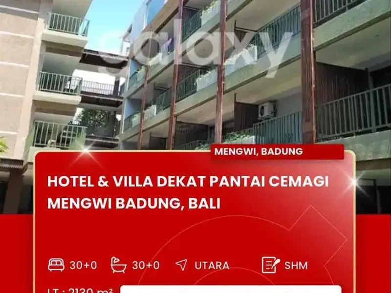 DIJUAL HOTEL & VILLA DEKAT PANTAI CEMAGI BADUNG BALI - Real Estate in Bali