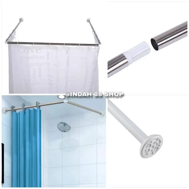 Tiang Tirai Shower L Dan U / Shower Curtain Rod / Tiang Tirai Fitting - Home & Garden in Bali