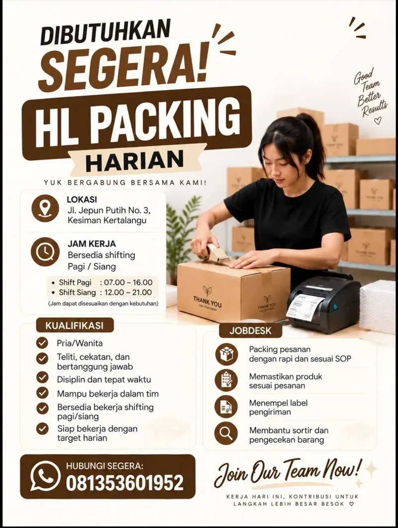 Tenaga Packing Harian - Jobs in Bali