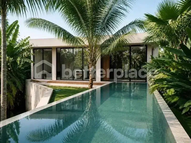 Beautiful Contemporary Villa Surrounded by Rice Fields and Volcano Views with Private Pool Just Three Minutes from Pigstone Beach - Real Estate in Bali