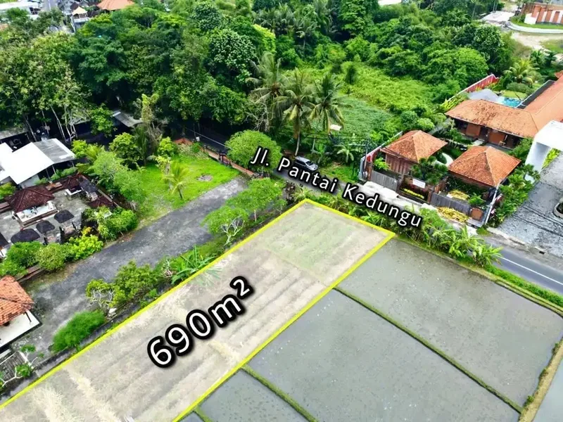 Tanah 690m2 View Sawah di Jalan Utama pantai Kedungu - Real Estate in Bali