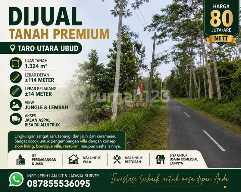 Dijual Tanah Premium - Taro Utara Ubud View Jungle & Lembah - Real Estate in Bali