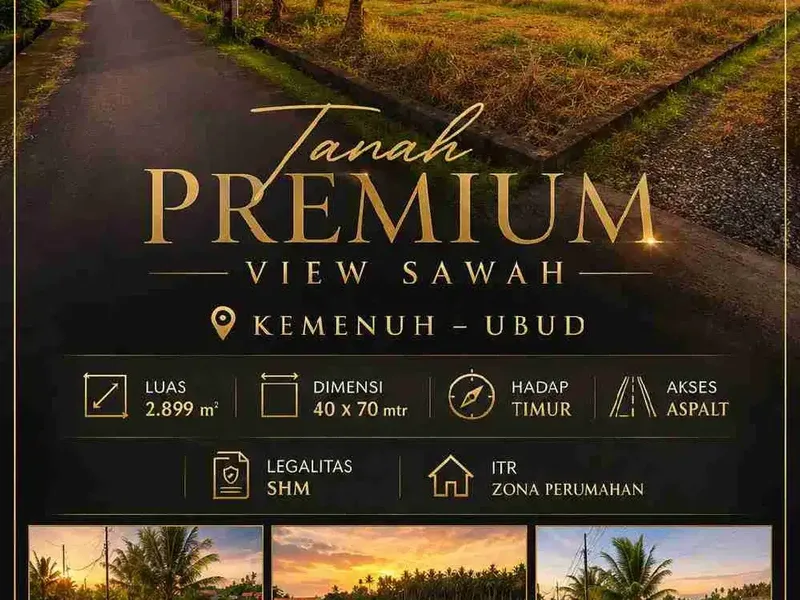 Tanah View sawah kemenuh Ubud - Real Estate in Bali