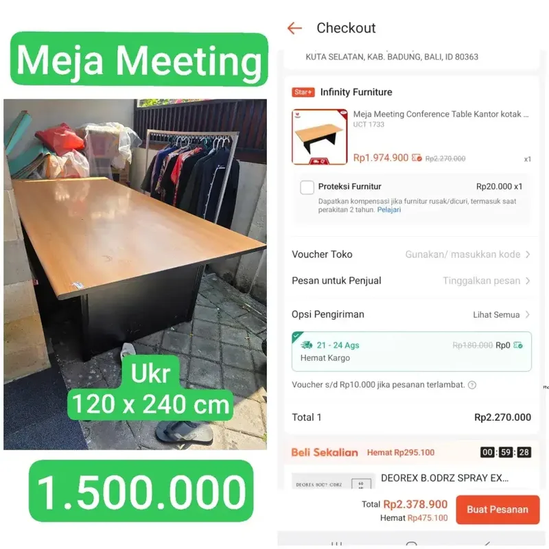 Meja Meeting ukr. 120cm x 240cm - Home & Garden in Bali