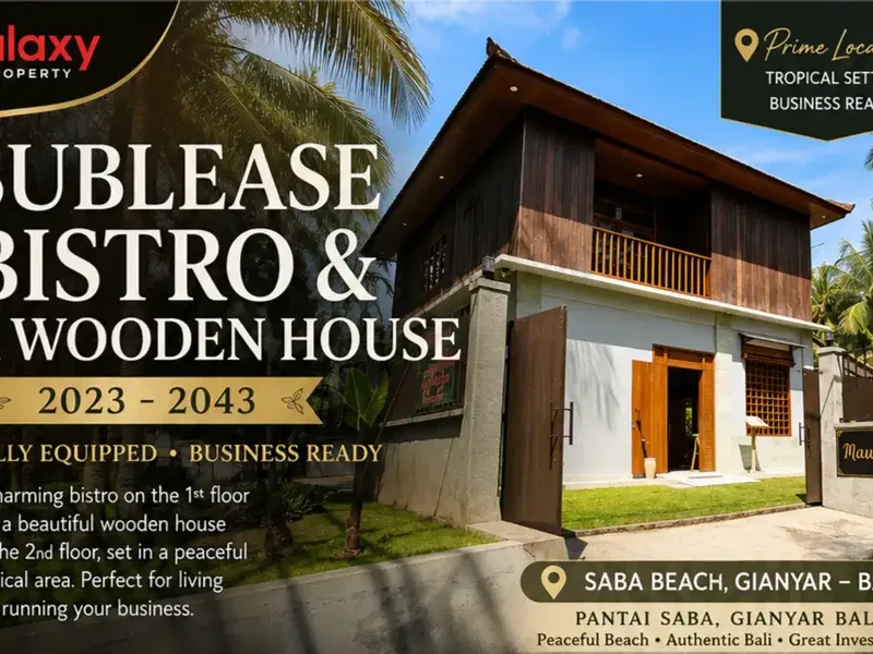 Sublease Bistro dan Wodden House Fully Equipped di Pantai Saba Gianyar - Real Estate in Bali