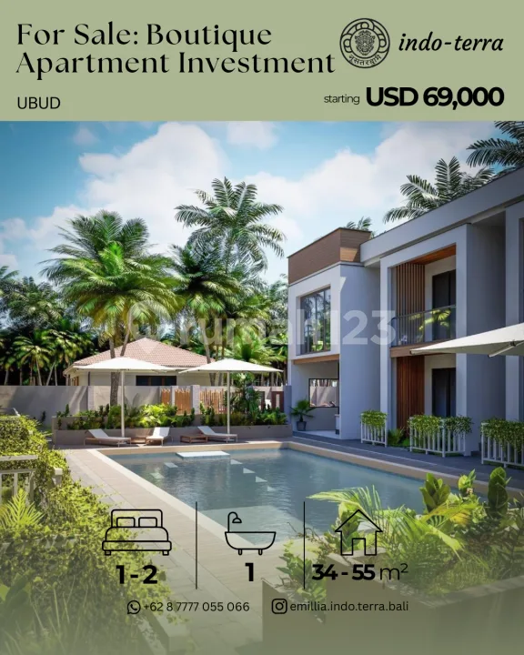 Dijual Apartment Boutique di Ubud - Potensi Roi Tinggi - Real Estate in Bali