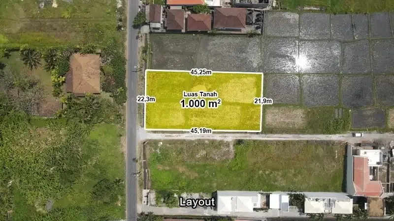 DIJUAL TANAH PINGGIR JALAN PANTAI CEMAGI ZONA PINK WISATA - Real Estate in Bali