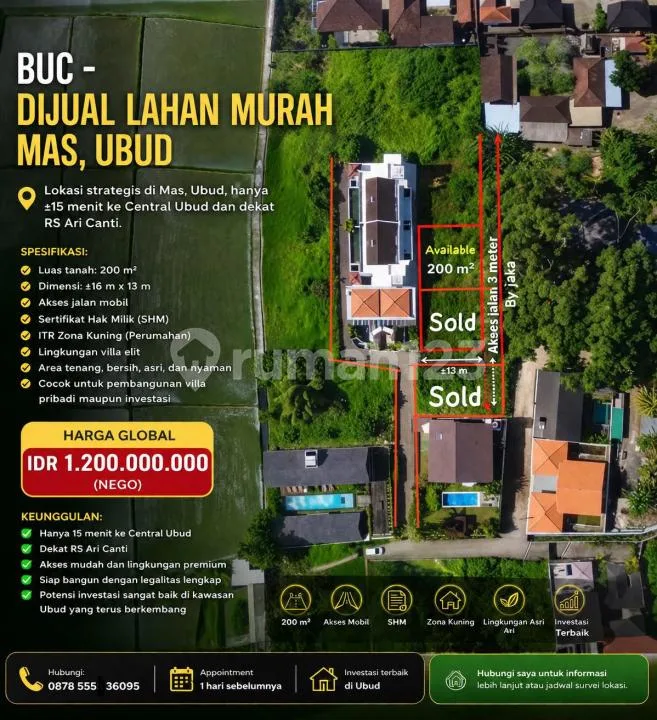 Buc - Dijual Lahan Murah Mas, Ubud Lokasi Strategis SHM - Real Estate in Bali