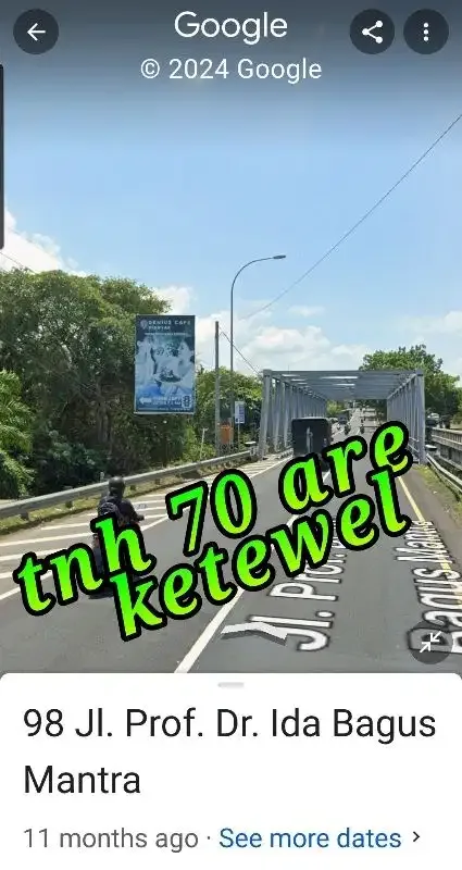 Dijual lahan 70a di jalan raya bay pas I B Mantra Ketewel Bali - Real Estate in Bali