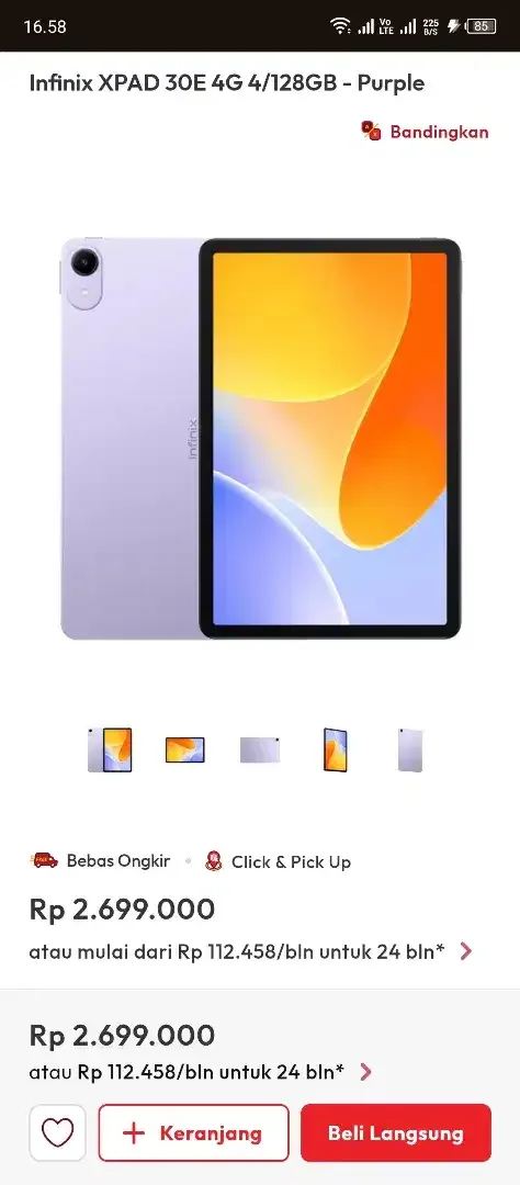 Infinix XPAD 30E 4 G 4/128-purple - Electronics in Bali