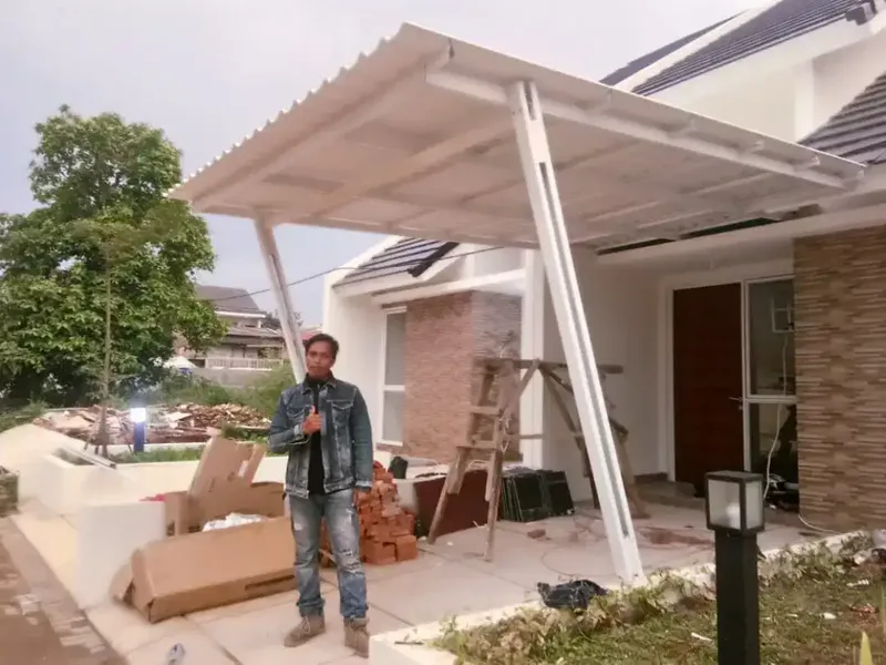 Kanopi, Canopy besi hollo, kanopi baja ringan, Rangka baja, PVC - Bali in Bali