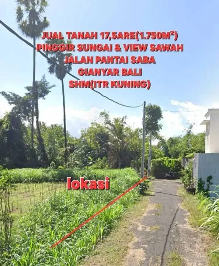 Jual tanah 17,5 are pantai saba cocok villa - Real Estate in Bali