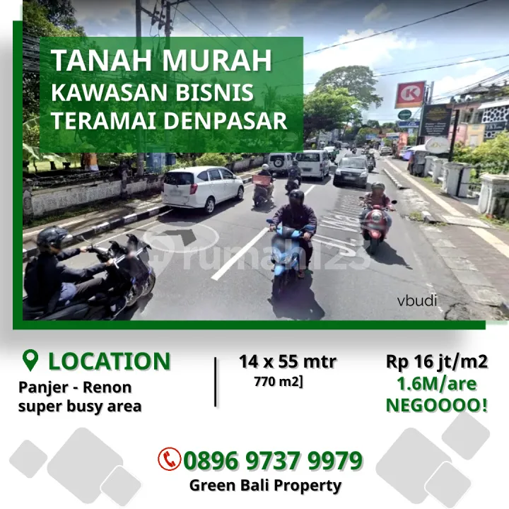 Tanah Pinggir Jalan Raya Utama Dijual Cepat Denpasar Renon - Bali in Bali
