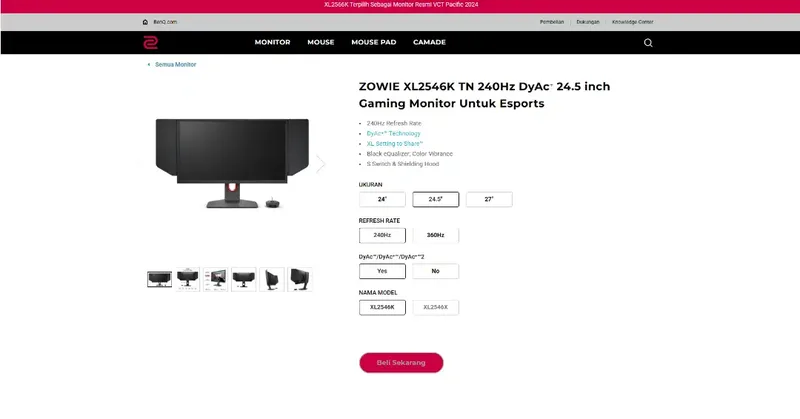 ZOWIE XL2546K TN 240Hz DyAc+ 24.5 inch Gaming Monitor Untuk Esports - Electronics in Bali