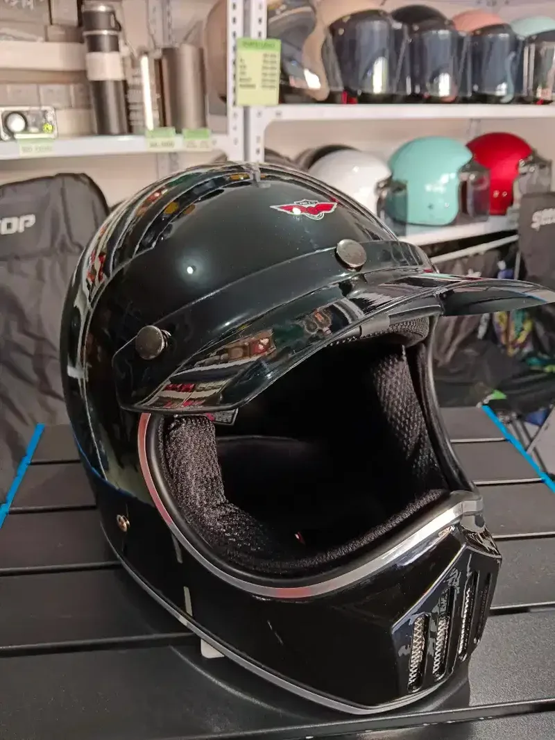 Helm Cakil Full Face Retro List Chrome+pet Allsize Dewasa M-L SNI - Vehicles in Bali