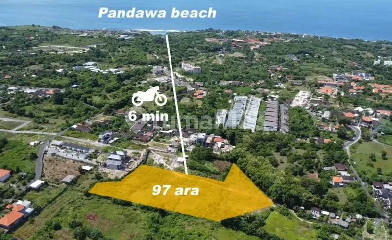 Tanah Luas Zona Kuning SHM Dekat Pantai Pandawa Kutuh Bali Selatan - Real Estate in Bali