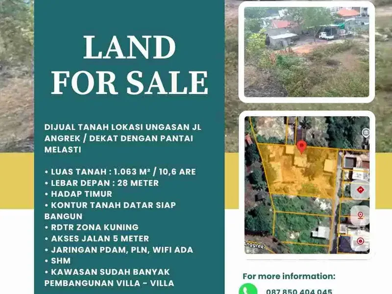 DIJUAL TANAH LOKASI UNGASAN Jl Angrek / Dekat dengan Pantai Melasti - Real Estate in Bali