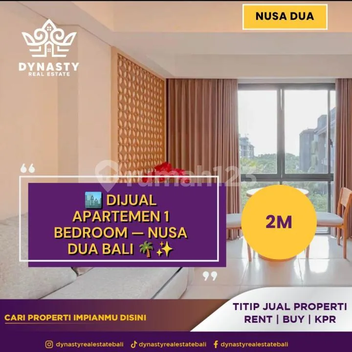 ï¸ Dijual Apartemen 1 Bedroom - Nusa Dua Bali â¨ - Real Estate in Bali