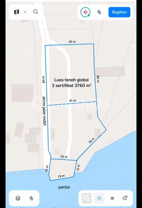 Dijual Lahan Beachfront Los Pantai - Pantai Siyut Gianyar - Image 3 of 4