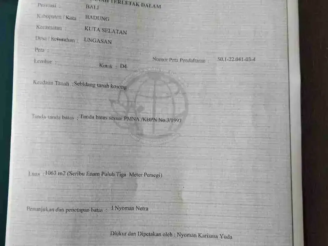 Dijual Tanah 1063m² Untuk Investasi Dekat Pantai Melasti - Image 6 of 8