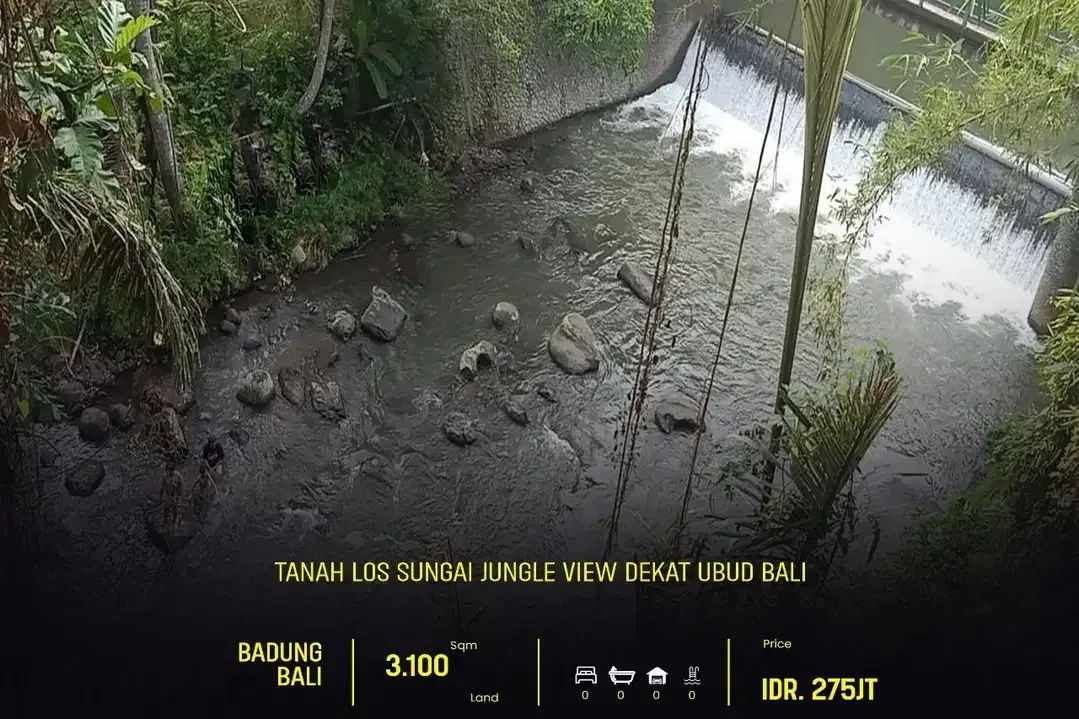 TANAH LOS SUNGAI JUNGLE VIEW DEKAT GREEN SCHOOL ARAH UBUD BALI - Image 2 of 10