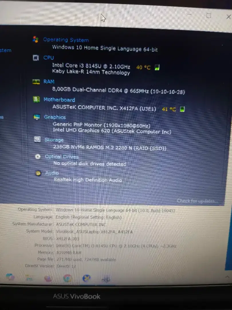 Asus Vivobook X412FA intel Core i3 Gen-8 (8/256gb) 14 inch NORMAL - Image 5 of 5
