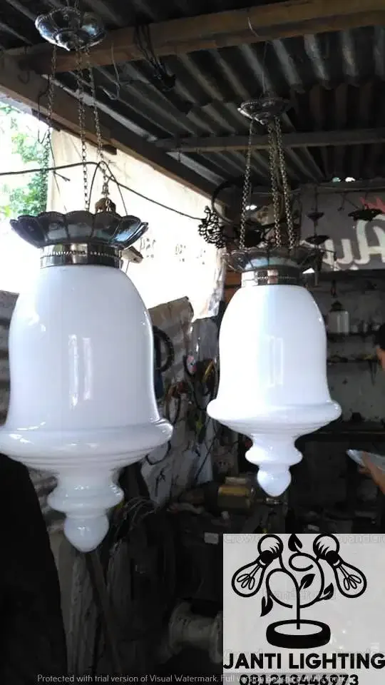Lampu hias gantung single antik klasik kuningan - Image 4 of 6