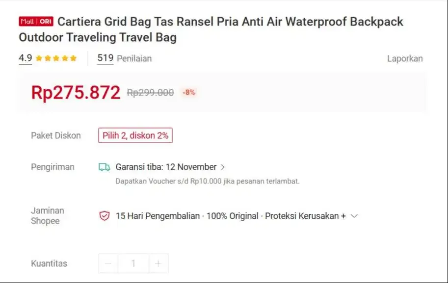 [FS] Tas Ransel Pria CARTIERA Anti Air Waterproof - Image 5 of 5