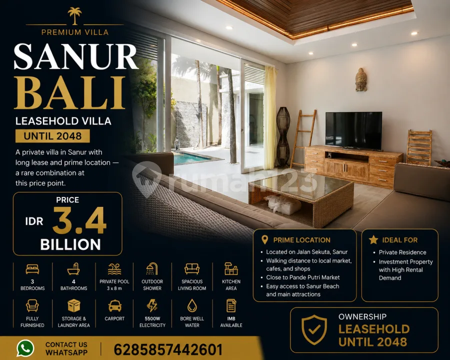 A Private Villa In Sanur With Long Lease And Prime Location - Image 2 of 4
