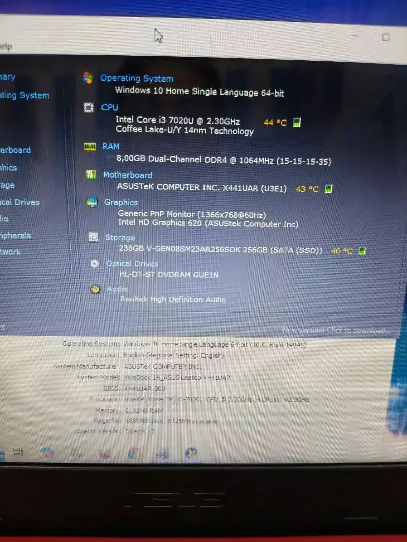 Asus X441UR intel Core i3 Gen-7 (8/256gb) 14 inch MULUSS - Image 5 of 5