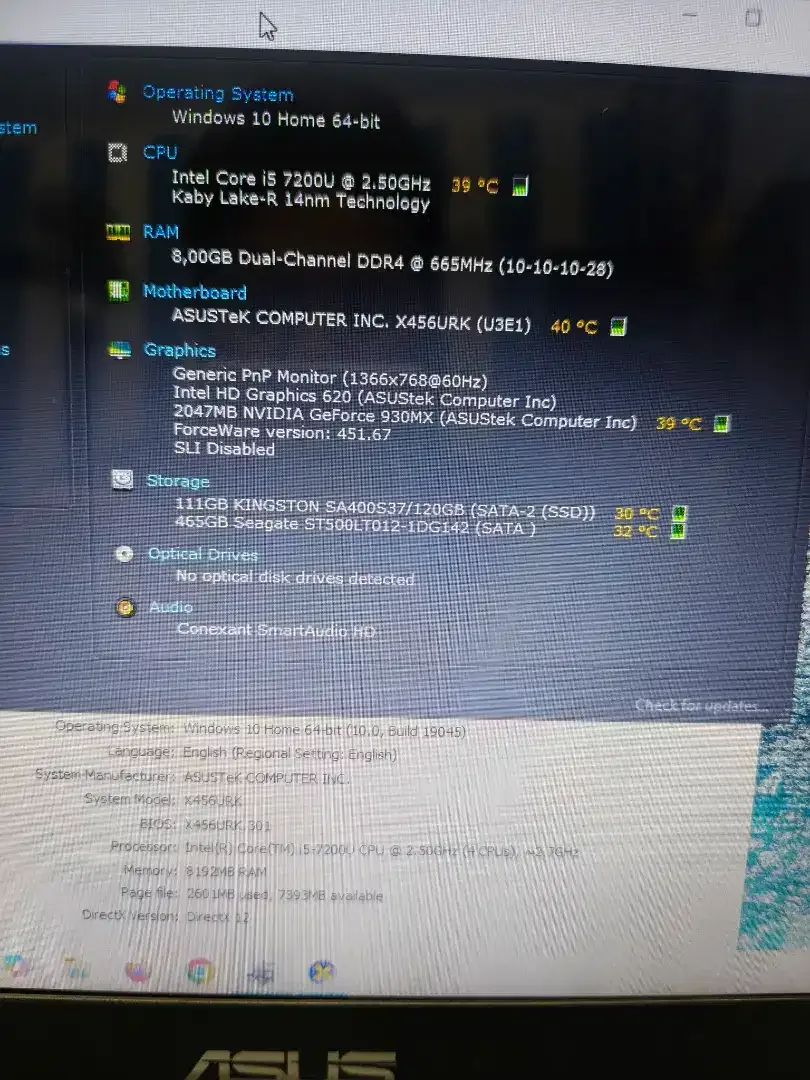 Asus X456U intel Core i5 Gen-7 (8/120+500gb) 14 inc Spek Design NORMAL - Image 5 of 5