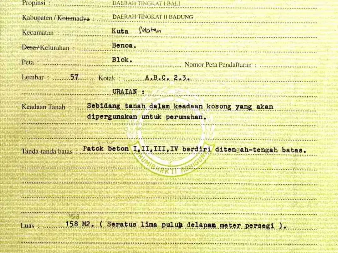 Tanah 1,58 are di Taman Giri Benoa Kuta Selatan Badung - Image 6 of 6