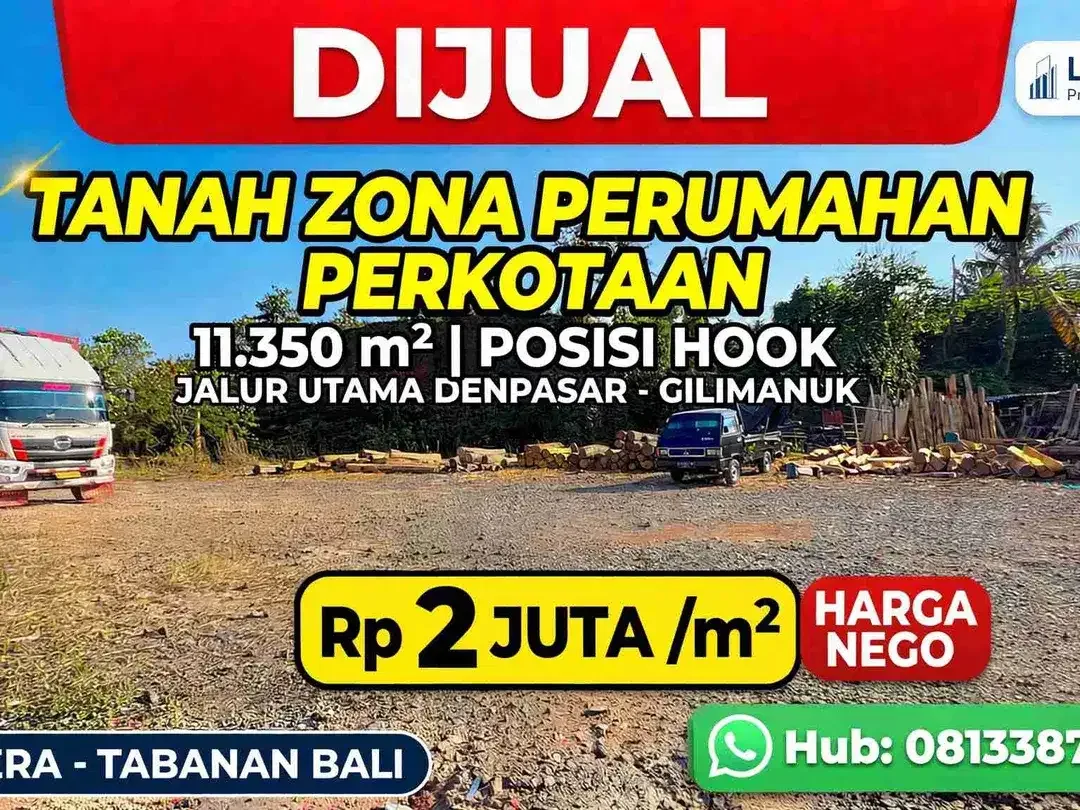 jual tanah kawasan pemukiman strategis dekat jalan utama di tabanan bali. - Image 1 of 10