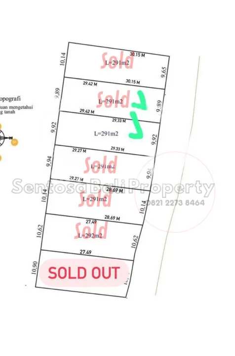 Freehold Land Sale 291M2 - Balangan Jimbaran Bali , Link Villa - Image 2 of 4