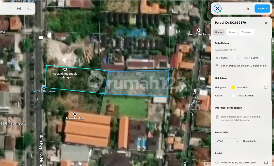 Tanah Komersial Bypass Sanur - 30 Are - Image 2 of 4